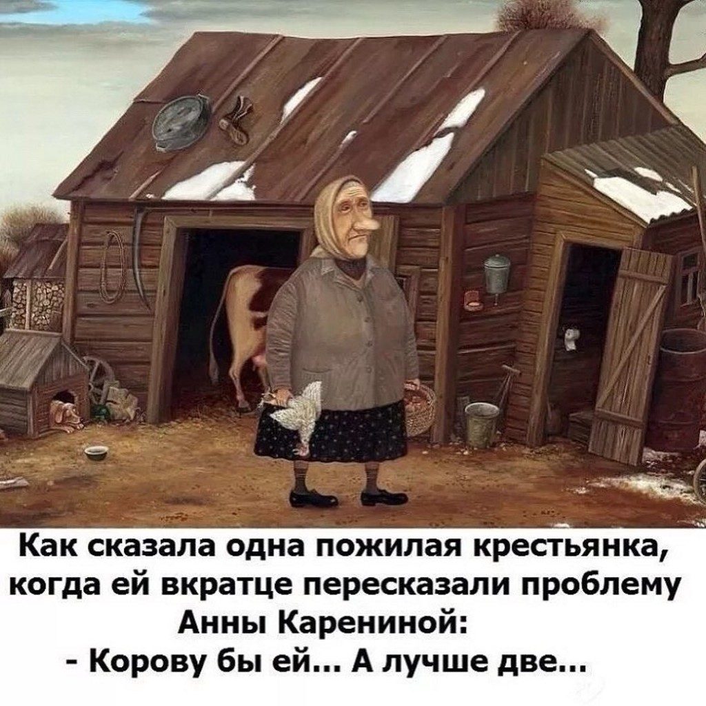 Крестьянка про анну Каренину. Анна Каренина корову бы ей а лучше две. Корову бы ей а лучше. Ей бы корову а лучше бы две