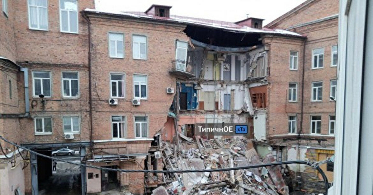 Момент обрушения стены в Харькове попал на видео