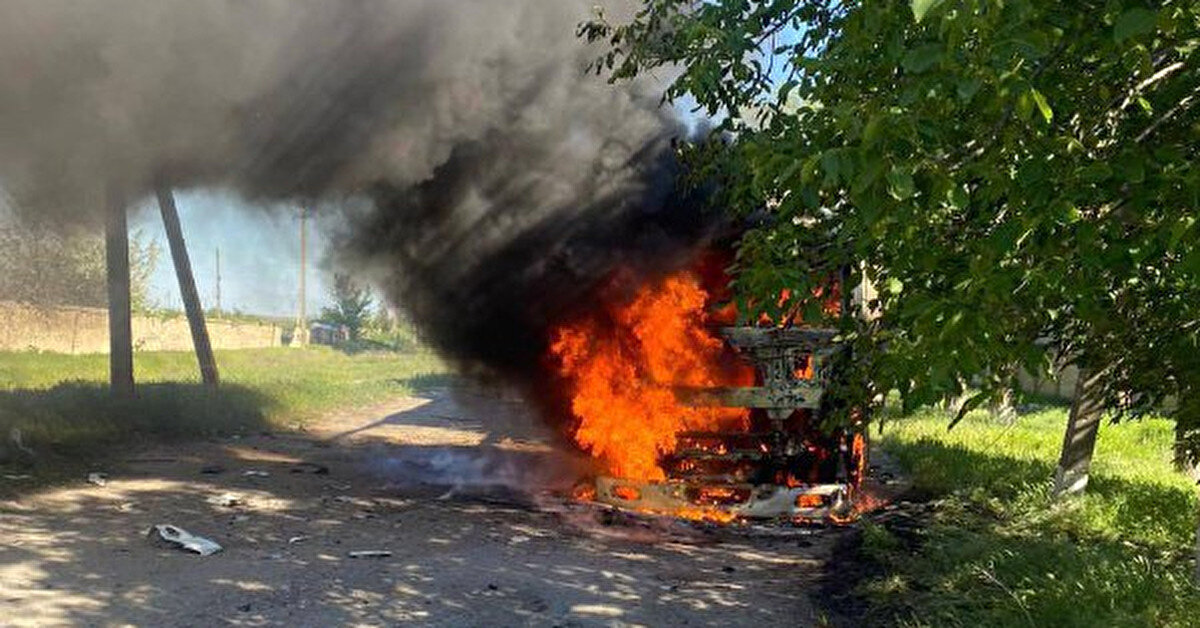 Российские войска сожгли грузовик, который вез питьевую воду жителям Берислава